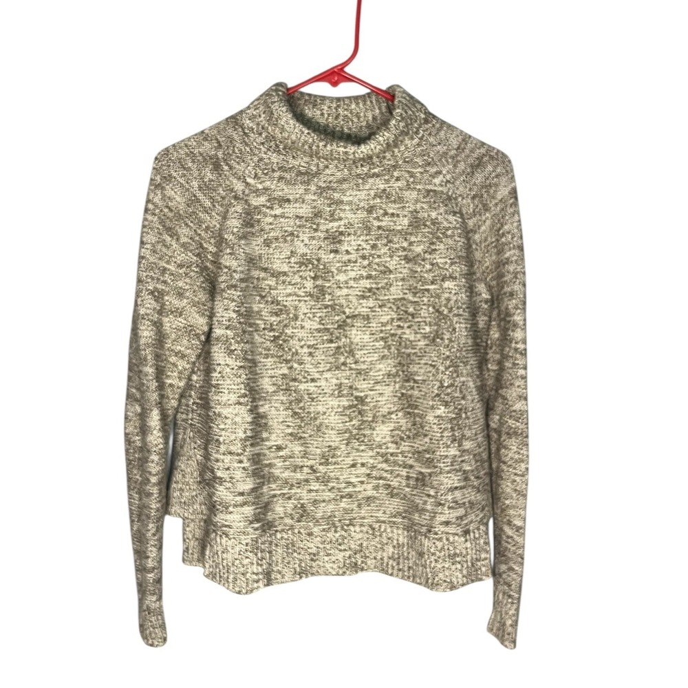 Madewell Heather Taupe Raglan Turtleneck Sweater Boxy Oversized Cotton Blend XS